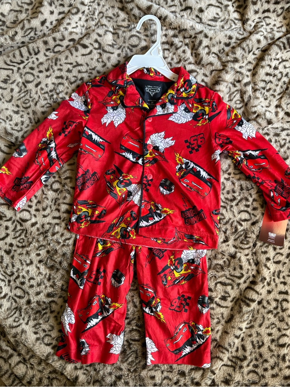 Disney Red Lightning McQueen Pajama Set with Black & Yellow Accents
